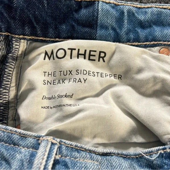 MOTHER The Tux Sidestepper Sneak Fray Double Stacked Jeans Size 28 Made In USA - Picture 5 of 10